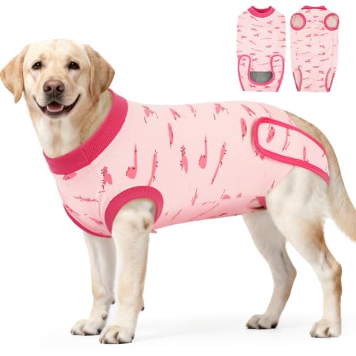 Image of IDOMIK Dog Recovery Suit for Neuter Spay,Anti-Licking Dog Surgical Bodysuit | Soft Dog Recovery Onesie Protects Abdominal Wounds, Easy to Wear, Easy Potty Breaks, E-Collar Cone Alternative,Pink,2XL