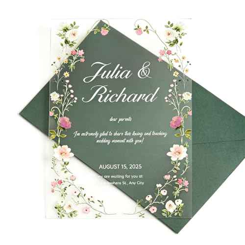 Invitaciones acrílicas personalizadas con acabado de lujo para fiestas de compromiso elegantes