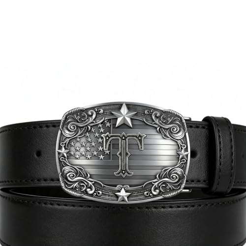 Image of Western Belt Buckle for Men Vintage Cowboy Rodeo Texas Initial Letter ABCDJMR to Z Belt Buckles