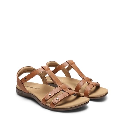 DREAM PAIRS DREAM PAIRS Women's Flat Sandals with Arch Support Adjustable Strappy Comfort Walking Sandals Casual Summer Everyday Shoes,Size 11,Tan,SDFS26004W