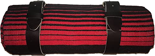Border Town Serape Roll Up Blanket Red Black