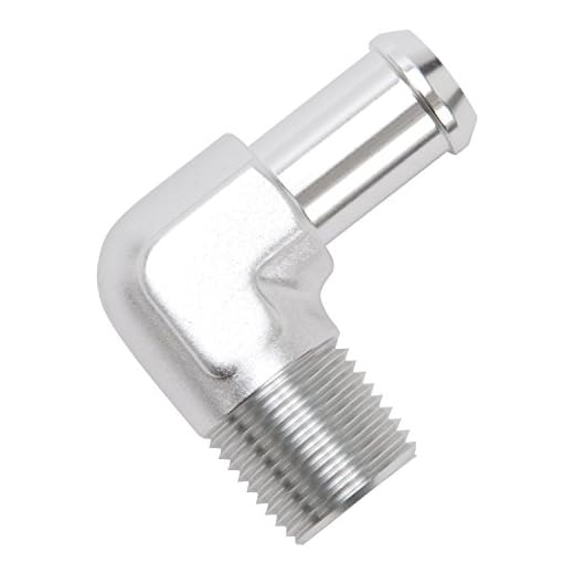Edelbrock 8179 Heater Hose Fitting 90 Degree 1/2 in. NPT And 5/8 in. Barb Clear Anodized Heater Hose Fitting