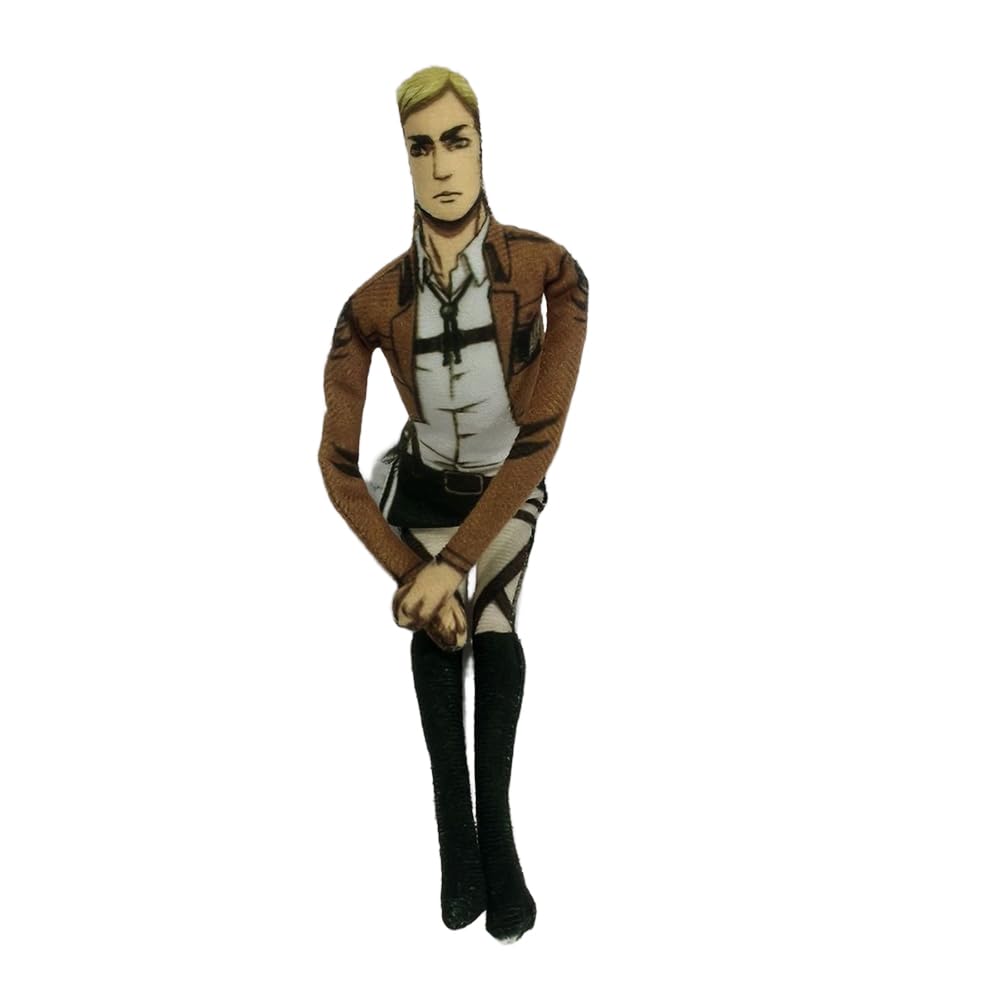 Jilijia Erwin Smith Plush Figure Anime Funny Twistable Pillow Soft Stuffed Cartoon Pillows 28CM Home Bedroom Sofa Cushion Decorations Gifts