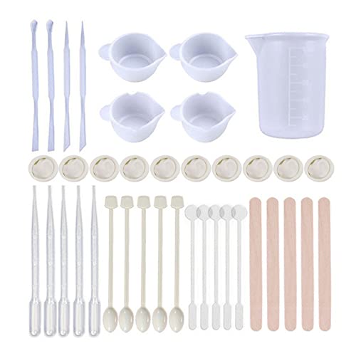 Henniu 39PCS DIY Copos Medidores de Resina de Silicone Kit de Ferramentas 100ml Copos Medidores Berç