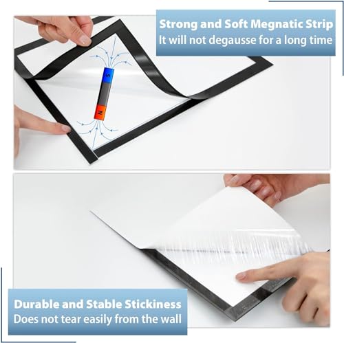 Wall Sign Holder A4, 6 Pack Self-adhesive Plastic Picture Wall Frames for Door Window Cupboard Shop Showroom Office
