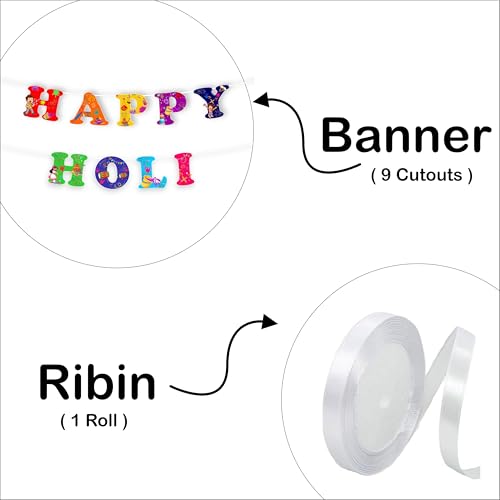 Image of Happy Holi Photo Booth Props Set (20+ Pcs) for Kids & Newborn | Festival Photoshoot Accessories, Party Decorations Cards, Colorful Holi Celebration Props