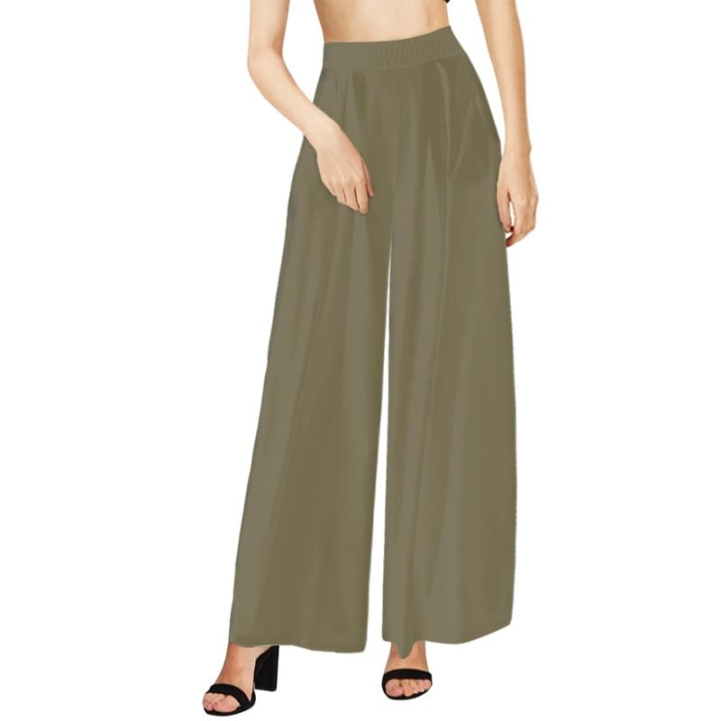 Irisjudy Women's Palazzo Lounge Pants Morandi Color Wide Leg Pants Business Work Trousers, High Waisted Loose Palazzo Pants
