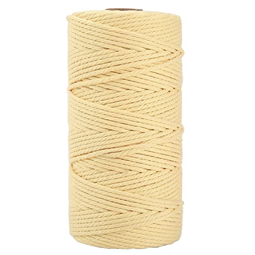 Image of ecofynd 50 Meters Light Yellow Colour Cotton Cord, Colour Dori for Wall Hanging Plant Hanging Craft Making, Natural Thread Rope for Handmade Plant Hanger (Cord-LYL)