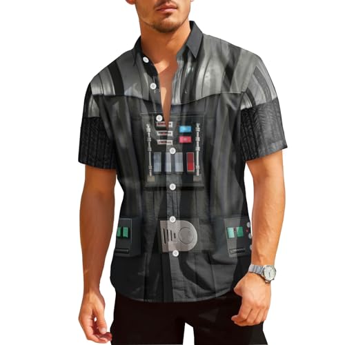HUNTFAMI Mens Short Sleeve Shirts Button Down Casual Summer Shirts Hawaiian Shirt for Men Galaxy Print