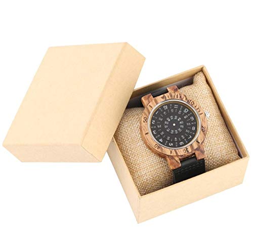 Holzuhr Herrenuhren Einzigartige Plattenspieler-Zifferblattuhr Spezielle Nummer Zifferblatt Holzuhr Quarzuhr Männliches Unisex-Lederband, Uhr