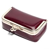 Joyero de piel vintage con cierre de beso, estuche de viaje portátil para anillos y pendientes, elegante caja de almacenamiento, 10 x 7 x 3 cm, negro (rojo)