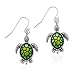 PammyJ Silvertone Green Turtle Dangle Earrings