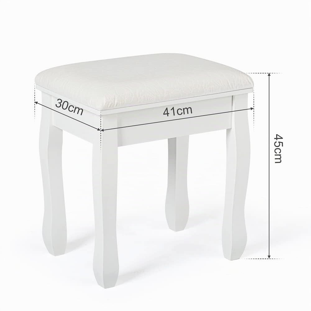 Mondeer Hocker Schminktisch, Schminkhocker, Sitzhocker Gepolstert, Rosenmuster Klavierhocker MDF Holz für Ankleidezimmer Schlafzimmer Eingang Flure, Weiß