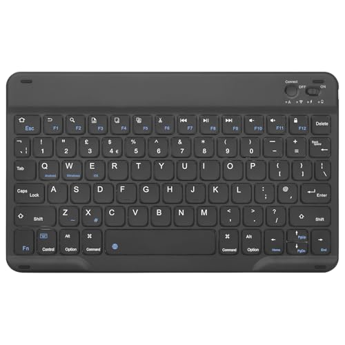 Rii Bluetooth Keyboard Ultra-Slim Wireless Keyboard UK Layout Quiet Portable Design with Built-in Rechargeable Battery for iPad Tablet Mac OS Windows Android Smart TV Linux OS-Black
