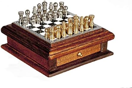 Melody Jane Dollhouse Chess Set with Wooden Storage Drawer Miniature Study Accessory image 2