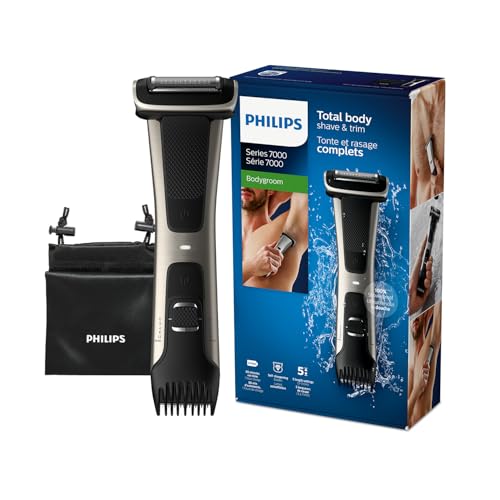 Philips Bodygroom BG7025/13 | Showerproof Groin & Body Trimmer | Body Shaver 5-Length Adjustable Comb | 80min Cordless Skin Protection
