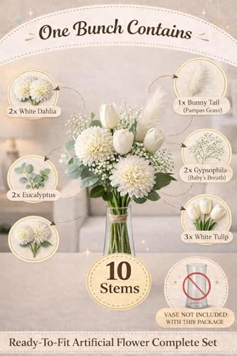 Image of Divyakosh Artificial Fabric Flower Bunch for Vase /Pot Display| (VASE NOT Included) Indoor Decorative Floral Cluster for Habitat Setup, Home Decor Craft Flowers
