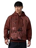The Souled Store Naruto Shippuden: Itachi's Story - Sudadera con capucha para hombre y niño, manga completa, cuello redondo, estampado gráfico marrón, mezcla de algodón, sudaderas con capucha de gran