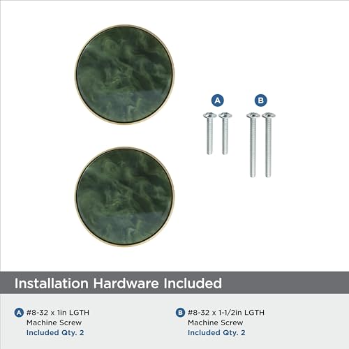 Amerock 2 Pack 2" Round Accents Gold/Emerald Green Cabinet Knob by Amerock - Used condition - Image 3