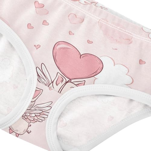 Wusikd Cute Pig Wings Girls' Underwear Cotton Heart Girls Briefs Soft Toddler Underwear 2T4
