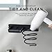 YUET Hair Dryer Holder Hairdryer Station Wall Mounted Spiral Shelf Bracket Stand Hanger Straightener Organizer Blow Storage with Holes Rack for Bathroom Aluminum Professional (Black)