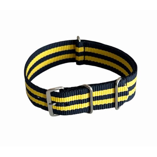 BUZZUFY Navy Blue Yellow Nylon Strap 20mm