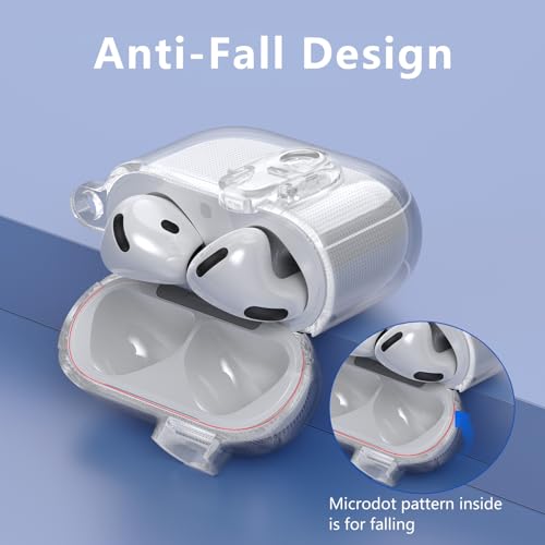Image of (with Safety Lock) Clear Case Compatible with Cute Apple Airpods 4 Cases 2024 Women, VISOOM Soft TPU Transparency Air pods 4 Gen Case iPods 4 Earbuds Case Girl Bling Keychain for Airpod iPod 4th Gen