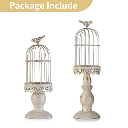 Nuptio Decorative Bird Cage Candle Holders Ivory Birdcage Candle Lantern Metal Vintage Lanterns For Pillar Candles Table Centerpiece For Party Wedding Christmas Farmhouse Shabby Chic French Decor #TOP5