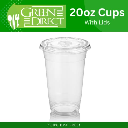 Clear Cups With Lids / 20 Oz. Clear Plastic Cups With Lids / Clear Disposable Cups / Ice Coffee Cups & Bubble Boba Tea Cups / Cup With Lid For Cold Drinking & Smoothie Pack Of 100 #TOP4