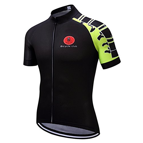 Weimostar Xinzechen Men's Breathable Cycling Jersey Bike Short Sleeve Shirt Black Yellow Size M