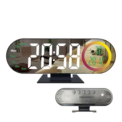 Bsbkoj Reloj despertador digital de escritorio, pantalla LED espejo hora fecha decoración – Despertador para el dormitorio – para oficina de viaje, dormitorio, cocina, mostrador, sala de estudio