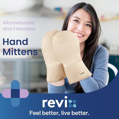 Image of REVIX Microwavable Heating Mittens for Cold Hands, Hand Warmer, Beige | Cordless Microwave Hand Warmer Mittens With Moist Heat Comfort For Fingers, Hands And Daily Relaxation, 1 Pair