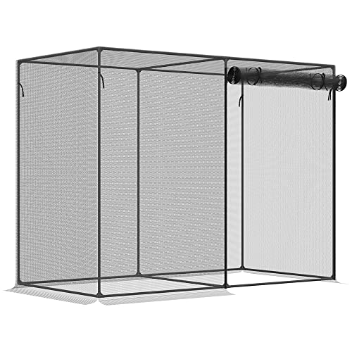 Outsunny 6 x 3 x 5 Crop Cage Plant Protection Tent with Zippered Doors for Vegetable Garden Backyard Black