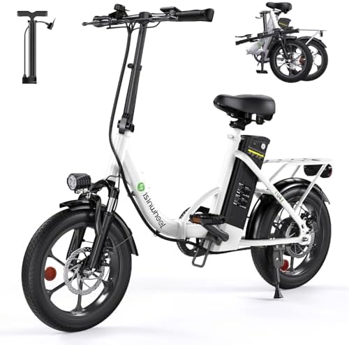 isinwheel U4 16" Folding Electric Bike for Adults, 750W Peak Motor with Max 55Miles PAS Range & 19MPH EBike, 374.4Wh Battery Electric Bicycles Step-Thru Commuter E Bikes for Adults and Teens