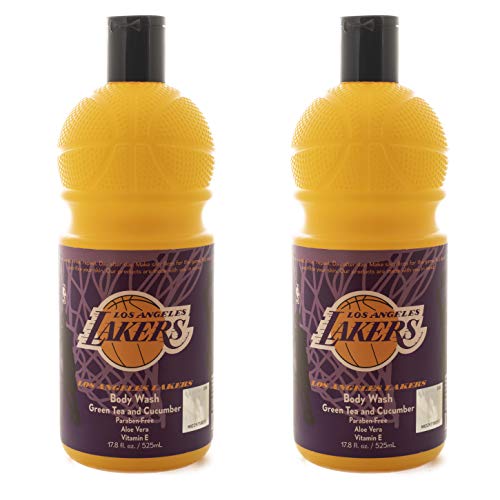 Bathletix NBA Los Angeles Lakers Body Wash 17.5 oz, 2 Pack - Perfect For The Baller In All Of Us – Made With Aloe Vera and Vitamin E - Finish Your Game In Style