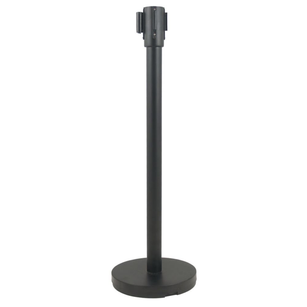 Update International Black Retractable Stanchion w/Pole & Base