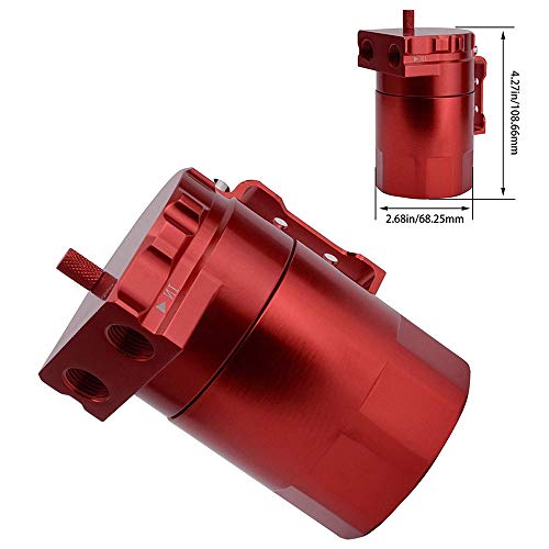 WENJTP Oil Catch Can Tank Polish Baffled Reservoir Aluminum Universal Car Truck Engine 350ml(Red)