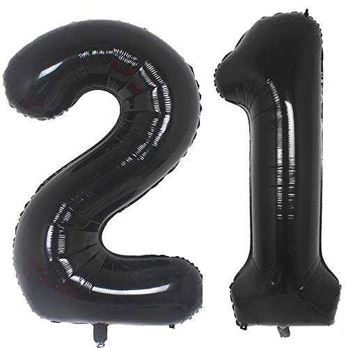 Tellpet Black Number 21 Balloons, 21st Birthday Party Decorations, Number 12 Balloons 12st birthday Party Decorations, 40 Inch
