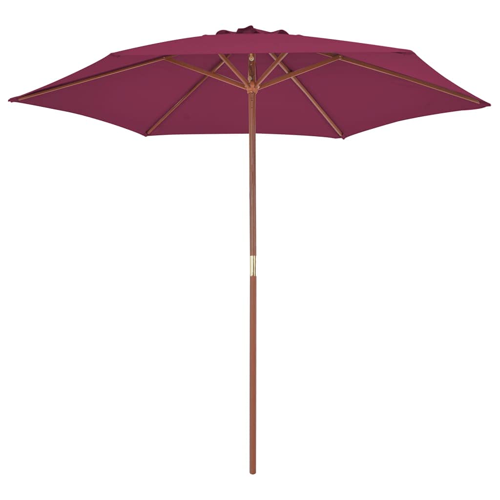 Homgoday Sombrilla de jardín con Palo de Madera Rojo Burdeos 300 cm Sombrilla de Jardín,Protección UV Sombrilla Jardín Grande Orientable Jardín Parasol Balcón