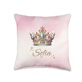 Custom Crown Name Designs Personalized Girl's Custom First Name Sofia with Crown Throw Pillow, 16x16, Multicolor
