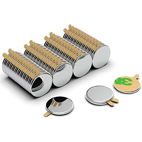 NeoMagNova set of 100 strong neodymium magnets - self-adhesive round magnetic plates with strength N42 - magnets for fastening - strong holder Cover