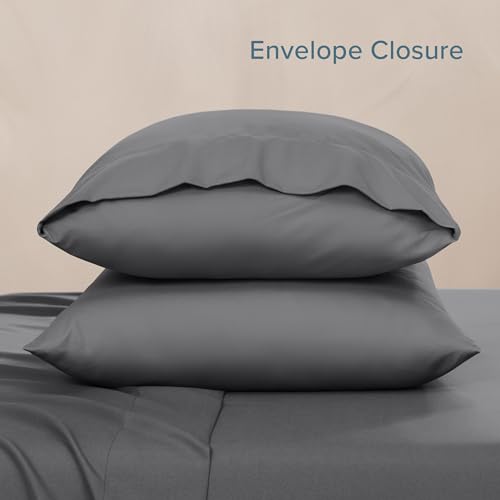 Image of Bare Home Microfiber Pillow Cases - Toddler Size Set of 2 Cooling Pillowcases Double Brushed Grey Pack Easy Care (Toddler Pillowcase 2, Grey)