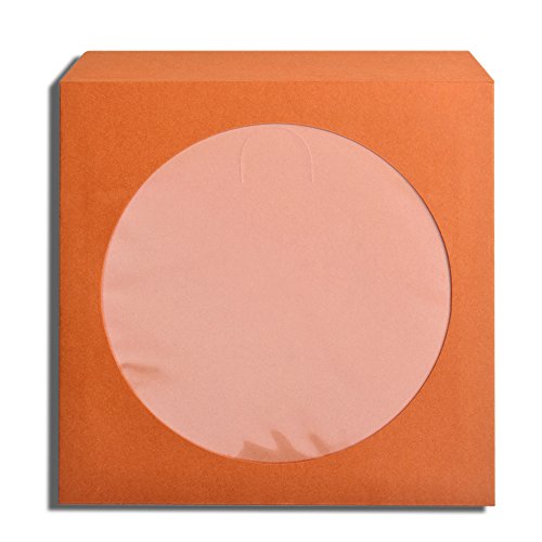 Flexzion 100 Pack Cd Dvd Thick Paper Sleeves (Orange) Standard Envelope Cases Display Storage Premium With Window Cut Out And Flap For Music Movie Video Game Disc #TOP1