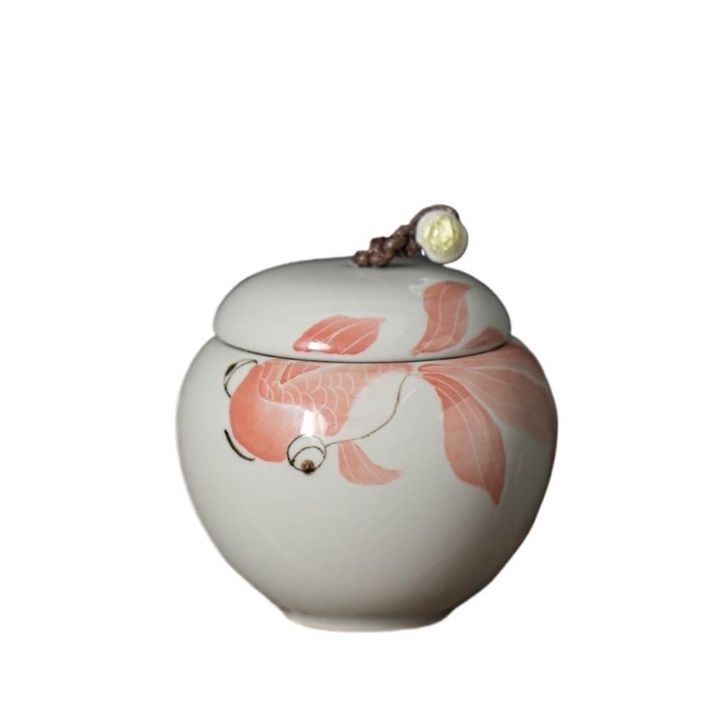 Stroage Jar Hand Painted Ceramic Storage Tea Container Sugar(Pink)