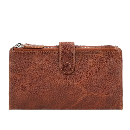 Maya Slim rfid Leather Wallet Women's Slim Minimalist Buffalo Leather rfid Protected Wallet (Cognac)