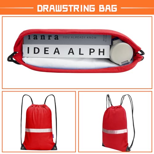 Image of AYKRM Custom Red Drawstring Backpack Bag work Sackpack logo