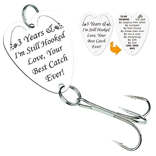 3 Years Anniversary Valentine's Day Gifts for Husband from Wife, Angelgeschenke for Men Boyfriend, Fisherman Fishing Lure Hook Zubehör, Personalized Engraved Fishing Lover Gift for Him - YGA09 Cover