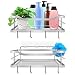 TWBEST Estante de baño,Adhesivo Estante Ducha Baño Cocina Organizador Estanteria Cesta Acero Inoxidable 304 con Gancho Extraíble sin Taladro, 2 Unidades, Color Plata