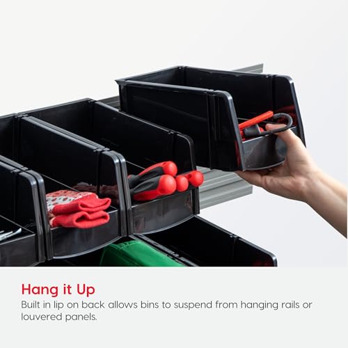 Image of IRIS USA Extra Small Stackable Storage Bins, 15-Pack, 5.5 x 4.5 x 3 inch, |Made in USA|, Plastic Open Front Shelf Bin for Organizing Parts, Hardware, Tools, Supplies, Garage Shelf, Pantry - Black