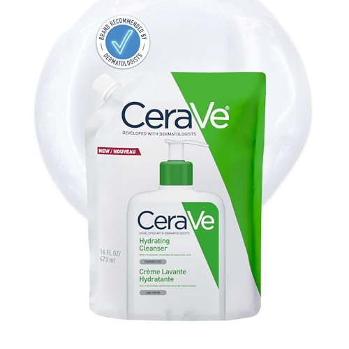 CeraVe Hydrating Cleanser Refill With 3 Essential Ceramides & Hyaluronic Acid, Gentle Non-Foaming Face Wash For Normal to Dry Skin, Face & Body Cleanser, Dermatologist Developed, 473ml